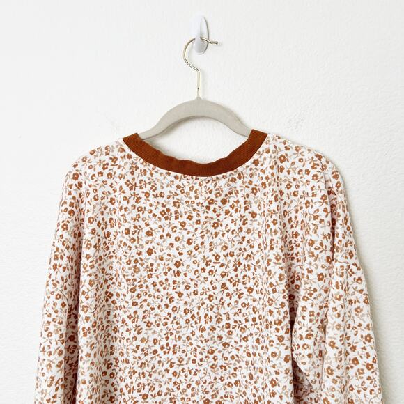 [Lou & Grey] Flower Cozy Cotton Terry Sweatshirt Long Sleeve Crew Neck Sz Medium - Picture 5 of 11
